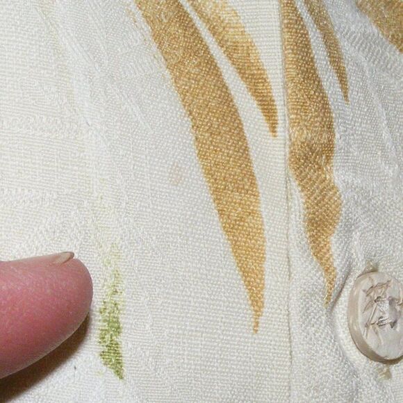 TOMMY BAHAMA Silk Shirt, L Palm/Leaf Print, Natural Buttons, Short sleeve, Camp - Picture 8 of 11